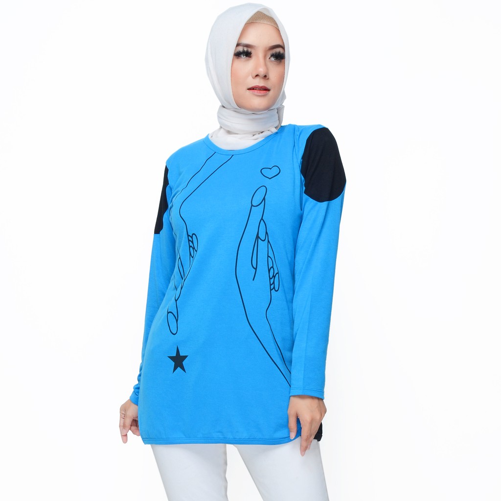 Blus Lengan Panjang Wanita Muslim Gaya korea Printing - XSHOP Stefy