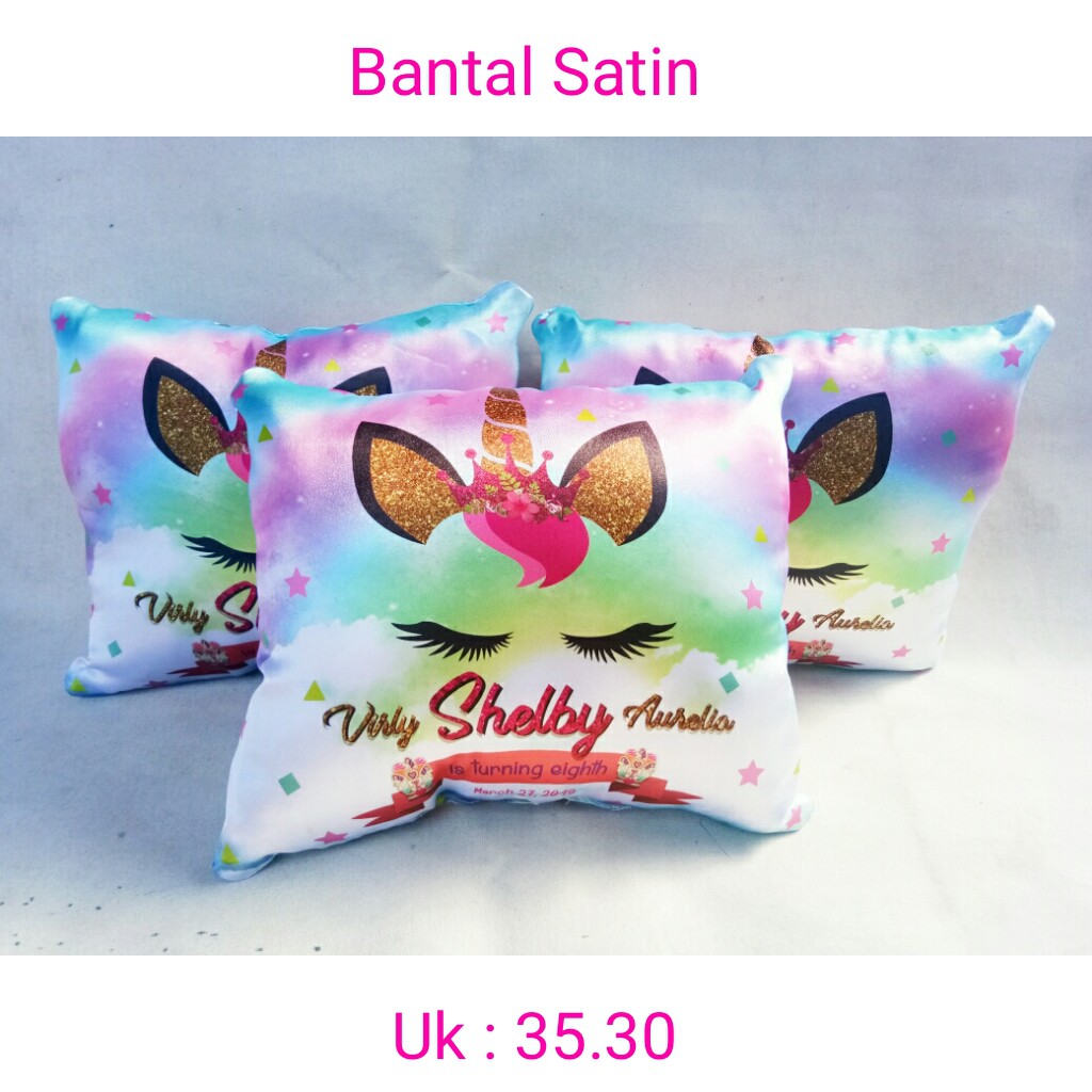 Bantal Souvenir anak/CUSTOM/Bantal Saten/bantal custom/souvenir ultah/bantal murah/bantal sublim/ban