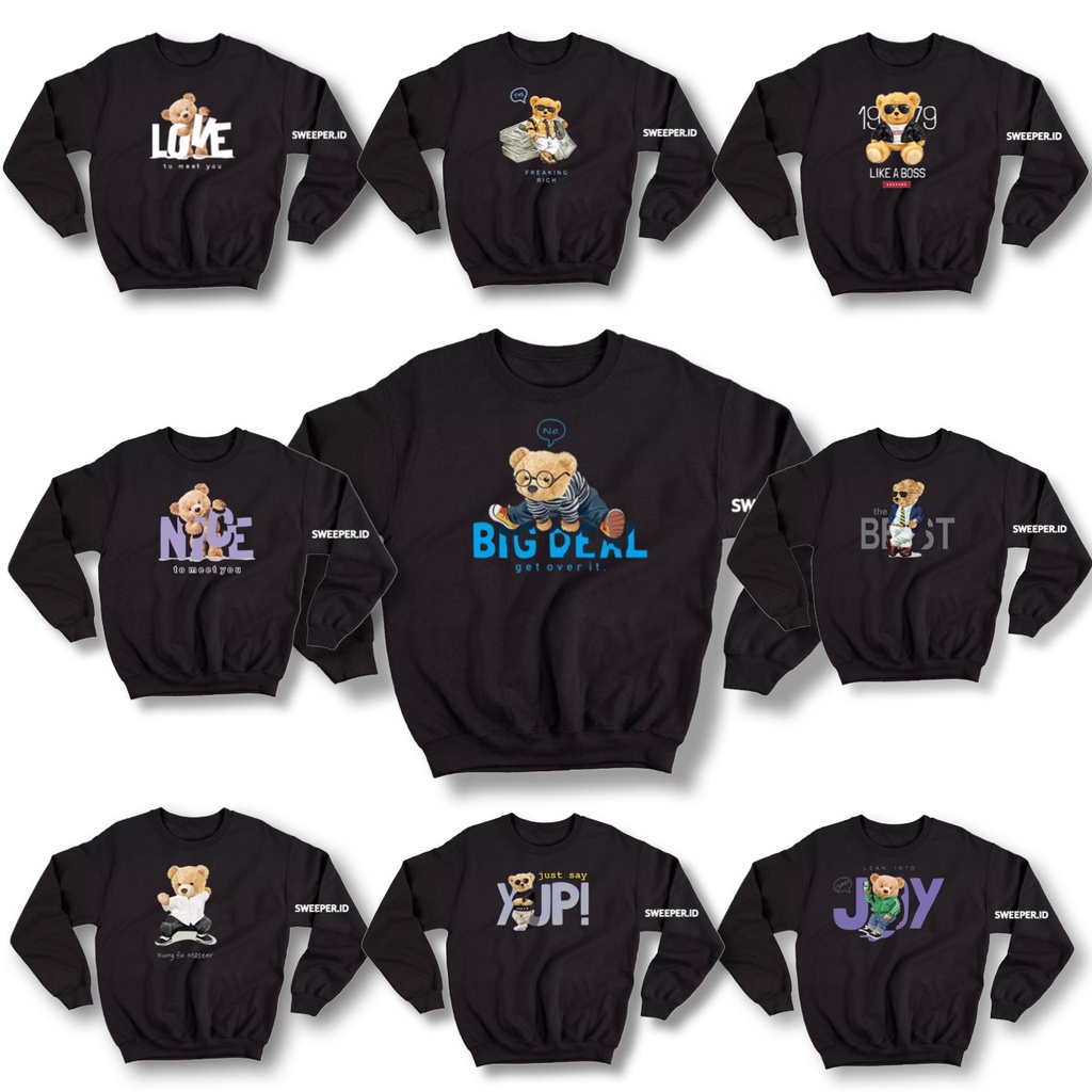 SWEATER CREWNECK TEDDYBEAR LIKE A BOS BAHAN FLEECE BAHAN FLEECE