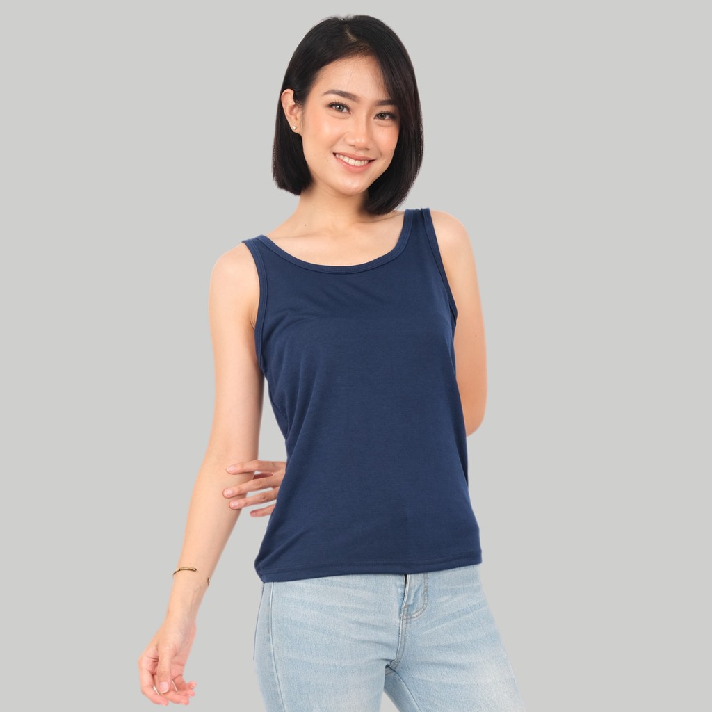 Monellina APRILA Tank Top Wanita Oversize Polos Singlet-NAVY