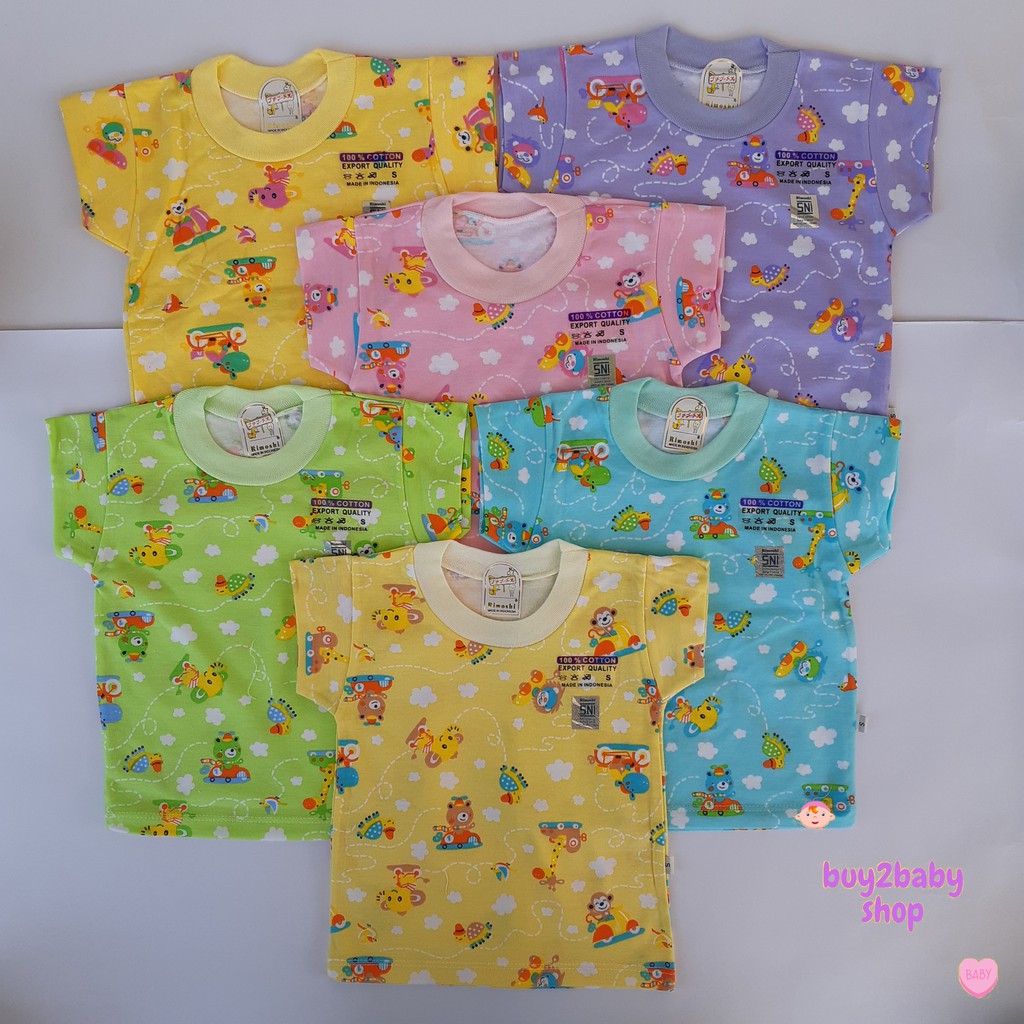 Kaos Oblong Bayi Rimoshi Full Print Warna Ukuran S, M, L, XL 1 PCS