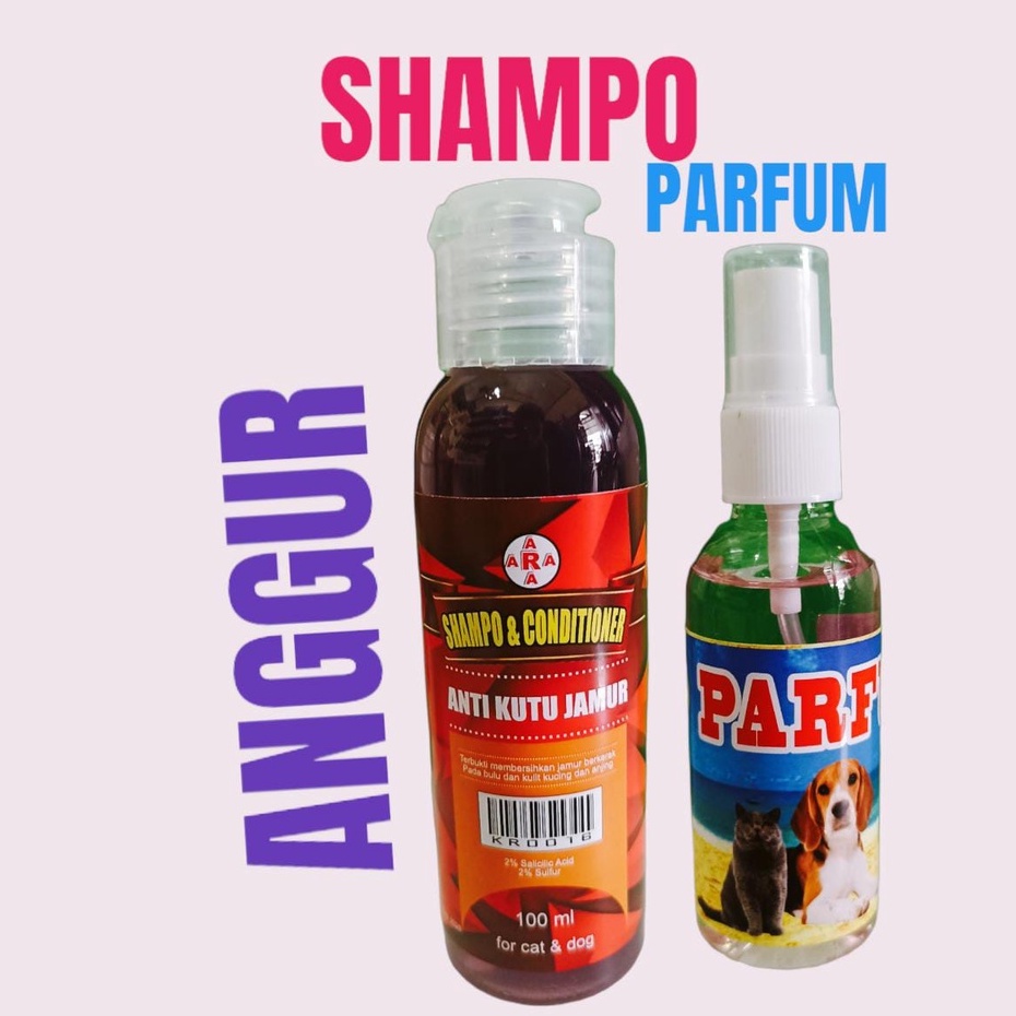 SHAMPO 100 ML + PARFUM 100 ML SAMPO DAN PARFUM KUCING ANJING ANTI KUTU JAMUR BACTERI DAN RONTOK