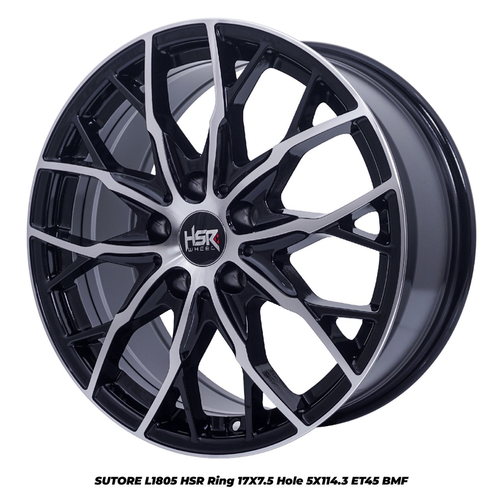Velg R17 Mobil Xpander HRV Rush Innova HSR SUTORE L1805 Ring 17 Hitam Polish I Toko Velg Kediri