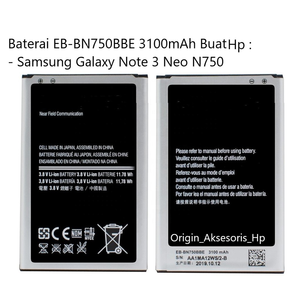 Original Baterai EB-BN750BBE Buat Handphone Samsung Galaxy Note 3 Neo dc88