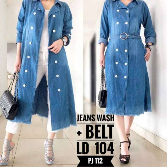 Tunik jeans wash free belt import