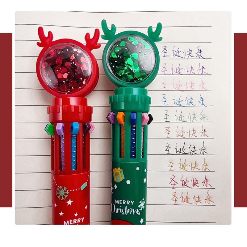 Zzz 4 Pcs Pulpen Rollerball 10 In 1 Retractable Motif Natal Untuk Sekolah