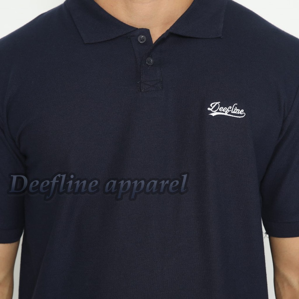 DEEFLINE Kaos kerah pria - polo shirt pria -  kaos katun dark navy - kaos kerah wangki terbaru