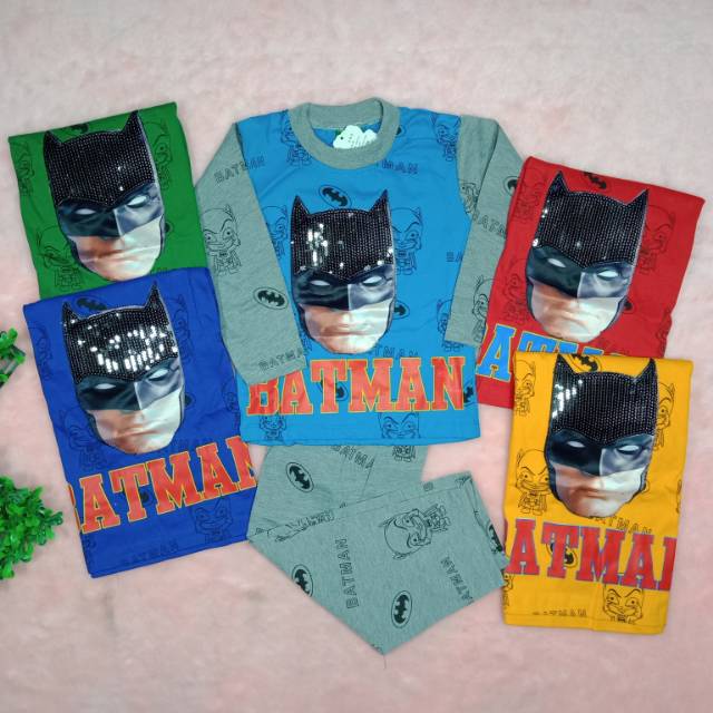 Ss#311 Pakaian Anak Laki-laki Gambar Superhero Size 2-4thn / Piyama Anak / Baju LED / Baju Nyala