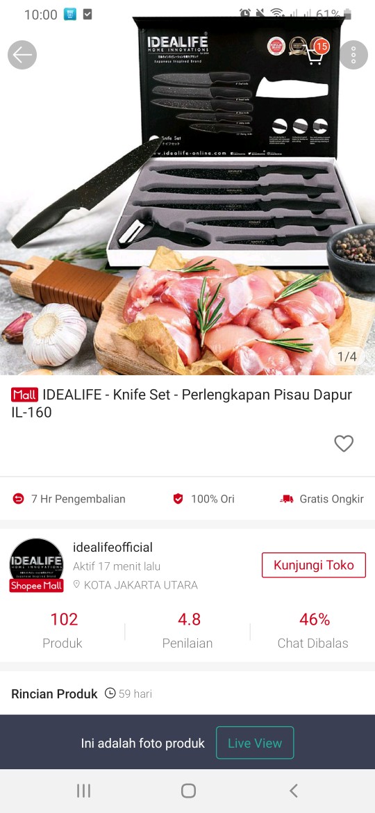 Idealife - Knife Set - Perlengkapan Pisau Dapur  Il-160