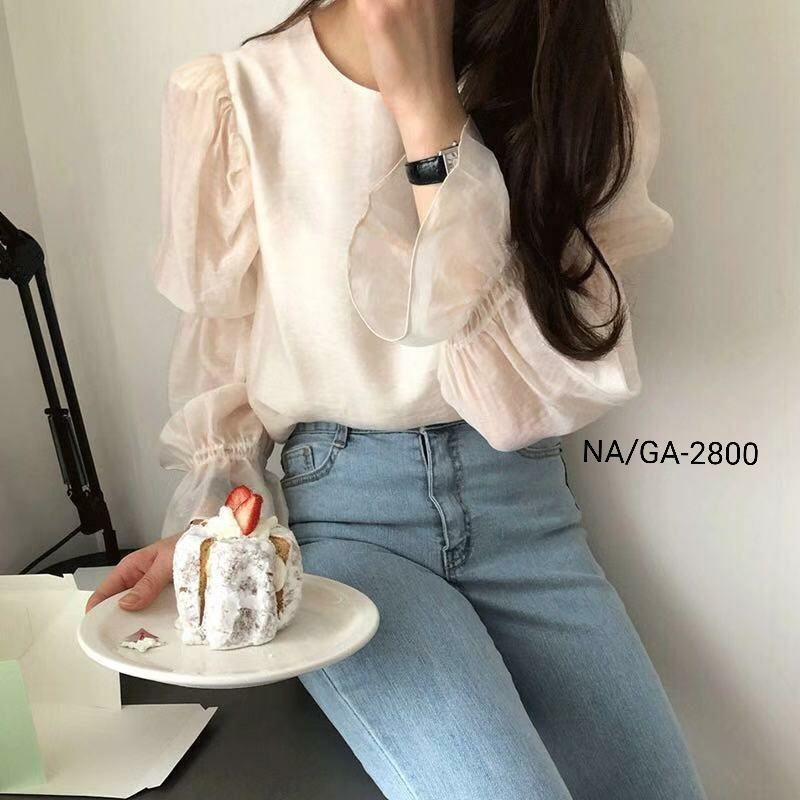 blouse import lengan balon korean style