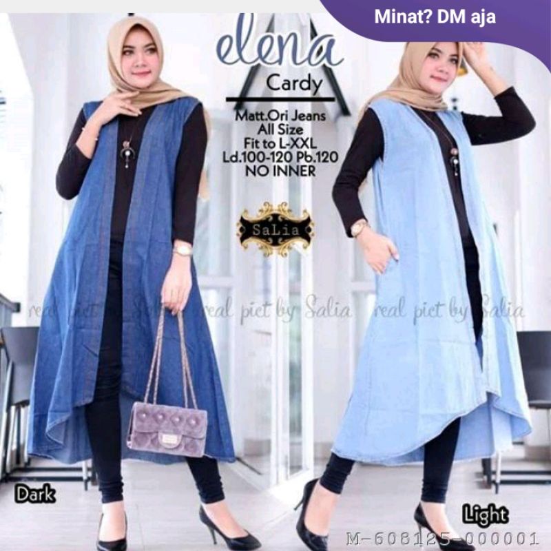 OUTER CARDIGAN WANITA JEANS DENIM PANJANG VWHF-127