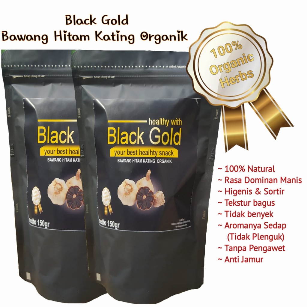 

100% Organik, jual black garlic Bawang hitam kating bonggol 110gr | black gold 01