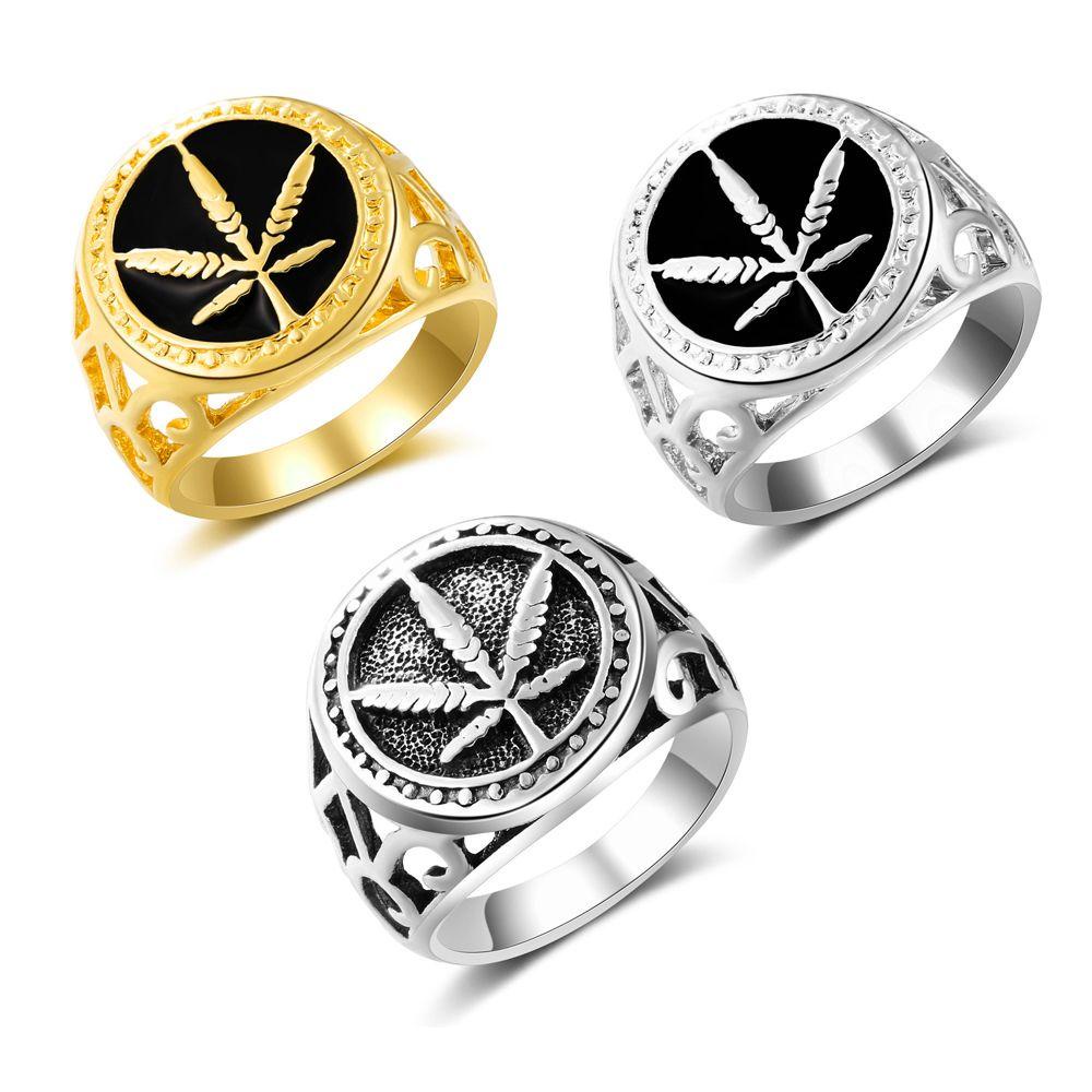 [Elegan] Maple Leaves Cincin Mode Vintage Menetes Minyak Hadiah Hari Valentine Paduan Banyak Ukuran Unisex Rings