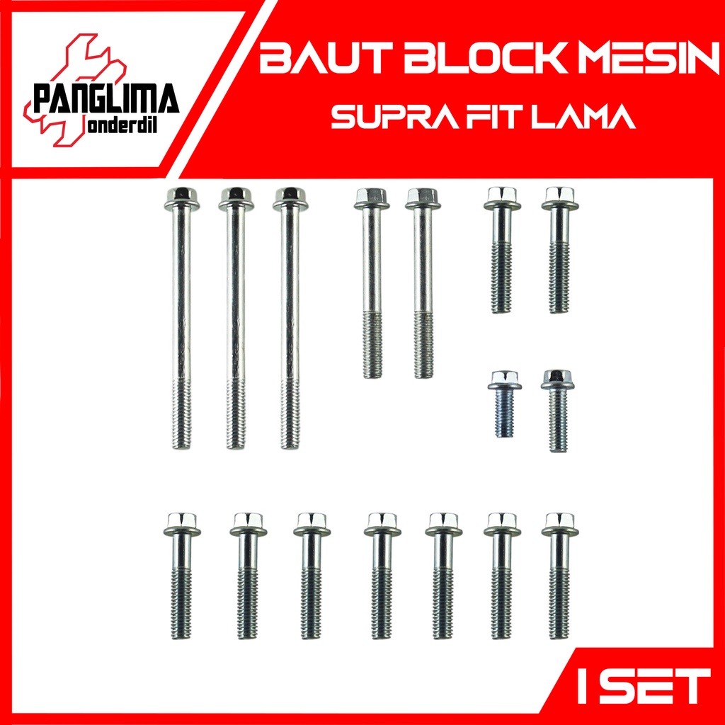 Baut Block Mesin Kiri-Kanan Supra Fit Lama-Old Baud Blok Crankcase