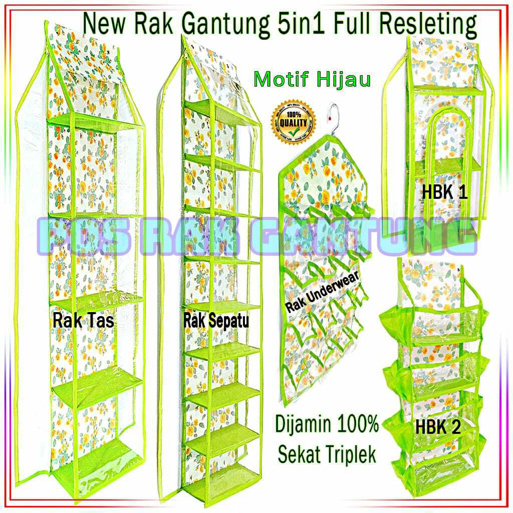 PROMO MURAH RAK  GANTUNG  SET 5IN1 MOTIF BUNGA FULL 