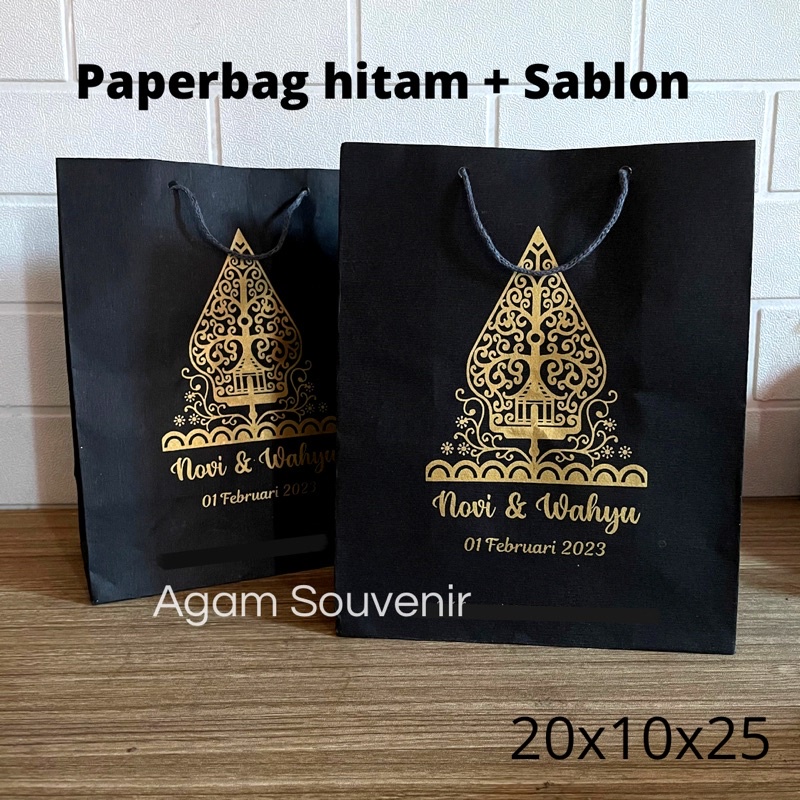 Jual Paperbag Hitam 20x10x25 Sablon Tas Kertas Sablon Shopee Indonesia 6217