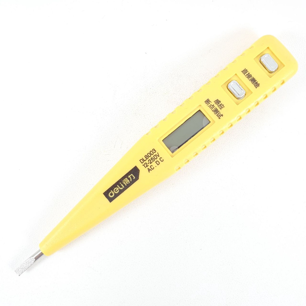 Testpen Digital AC DC Deli DL8003 Tespen 12-250 Volt Panjang 13cm Tester Pen