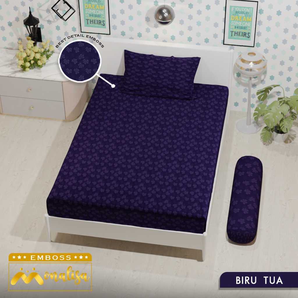 Monalisa Emboss Sprei Uk 90/100/120 - Biru Tua