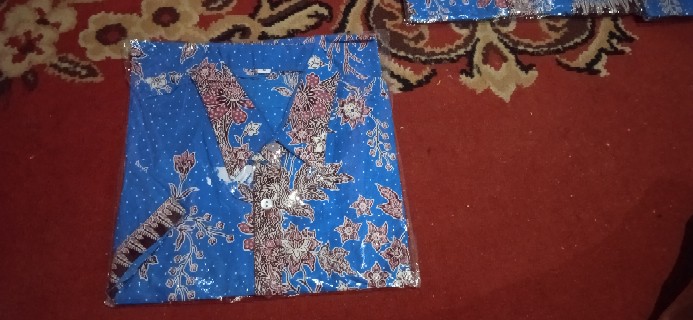 Qnunbatik Batik Keluarga/family Dress Kd Melati Dasar Warna Biru