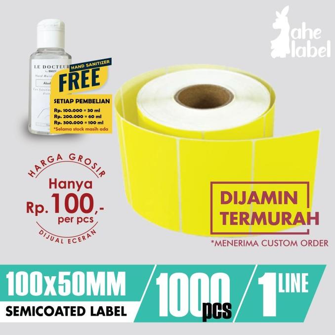 

LABEL STIKER BARCODE 100X50 MM SEMICOATED 10X5 CM KUNING 1000 PCS