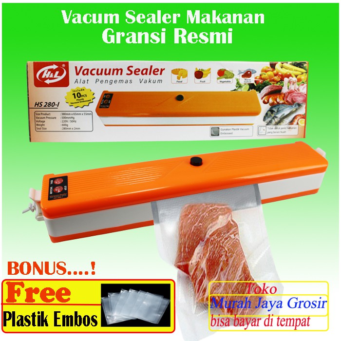 Vacum Sealer Makanan / Mesin alat Vakum Pres Plastik Sealer Makanan Kedap Udara H&L