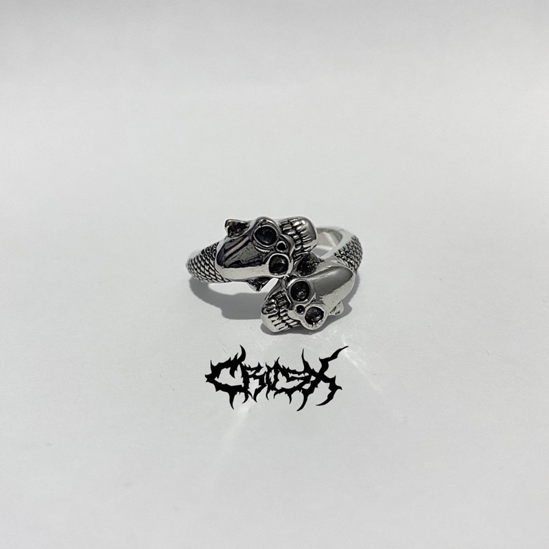 SKULL DOUBLE RING / CINCIN TENGKORAK /  CROSS RING ROYAL KNIGHTS RING KERAJAAN CINCIN KSATRIA RING SKULL RING CINCIN COUPLE RING KOREAN STYLE RING CINCIN STYLE KOREA CINCIN AESTHETIC RING CINCIN TITANIUM STAINLESS CINCIN PRIA CINCINWANITA HIPHOP PUNK RING