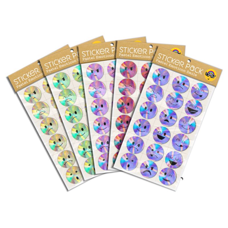 

Stiker Emoticon Smile Face Hologram Isi 18Pcs Sticker Aksesoris Hp Laptop Aesthetic Waterproof | Smiling Face Sticker Pack