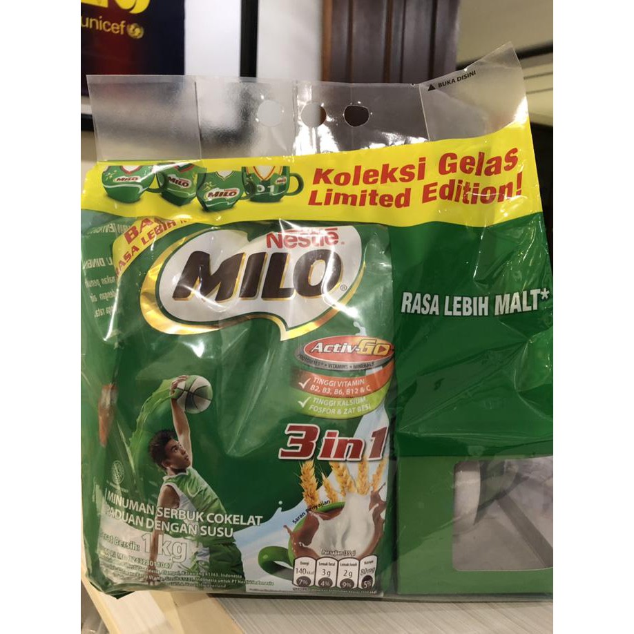 Milo 3 In 1 Beli 2 Gratis Gelas Limited Edition