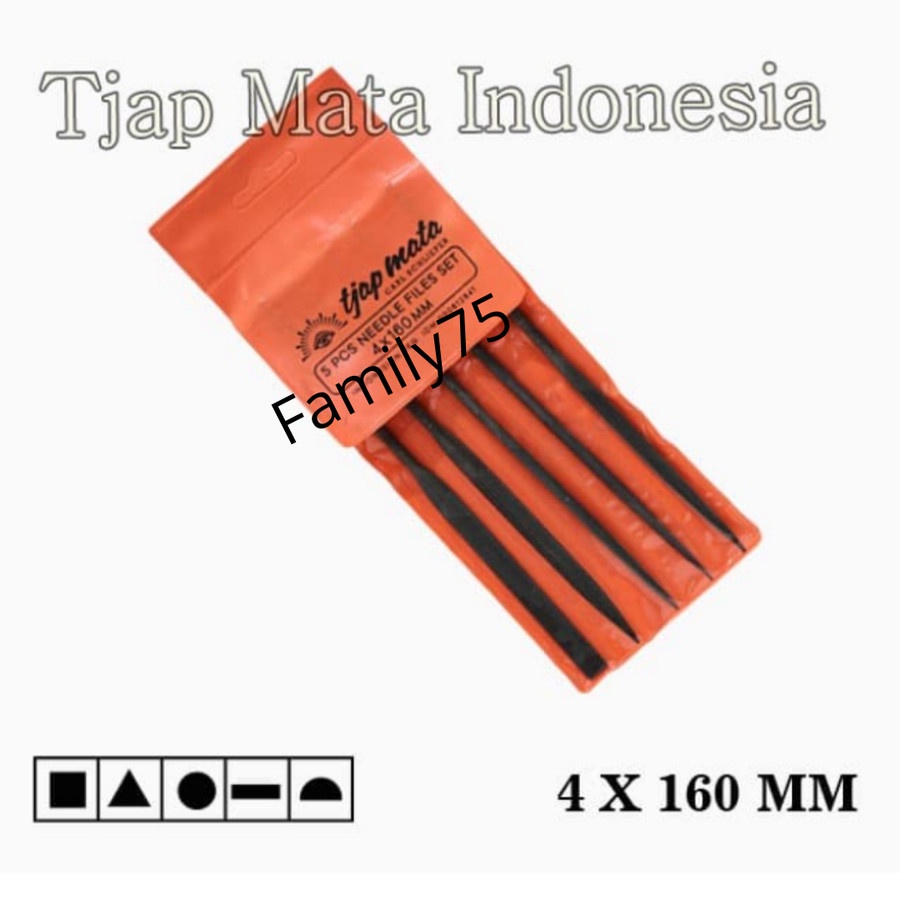 Kikir Besi Set 5pcs Kikir Sumpit 4 x 160 MM Cap Mata Tjap Mata