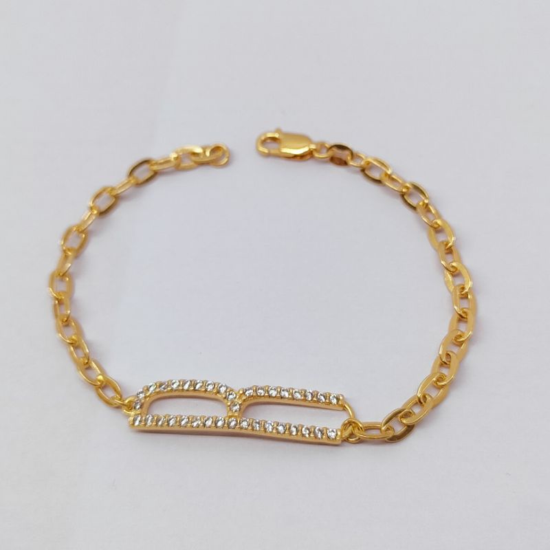 Gelang rantai huruf R ASLI SILVER (925)