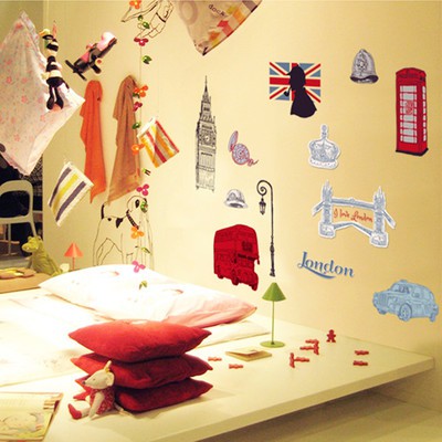 STIKER DINDING UK 60X90CM JBTR 9103 LONDON INGGRIS STICKER [GD] CAFE RUANG TAMU MENARA WALLSTICKER