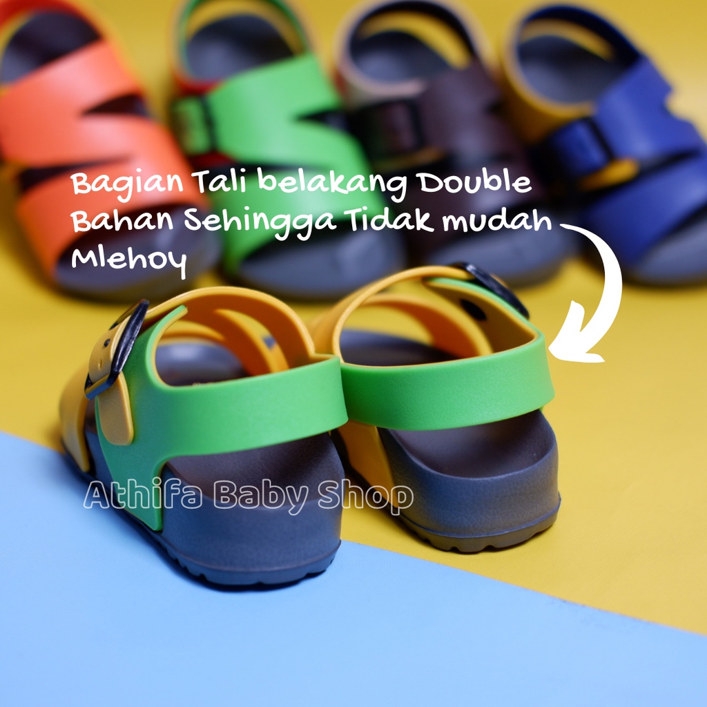 Sepatu Sandal Anak Laki Usia 6 7 8 9 10 11 Bulan 1 2 3 Tahun Size 18 19 20 21 22 23 24 24 - 29 Sendal Gunung Karet Balita Bayi Lelaki Cowok Spatu Sandal Baby Prewalker Karet Phylon Ringan Cowok Karet -Yumieda 21091-