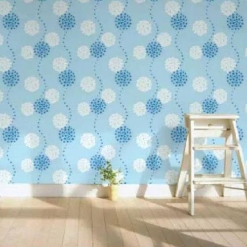 Wallpaper Stiker Dinding Motif Bunga Dandelion Biru Putih WPS 075 Walpaper Walpeper Wolpeper Setiker