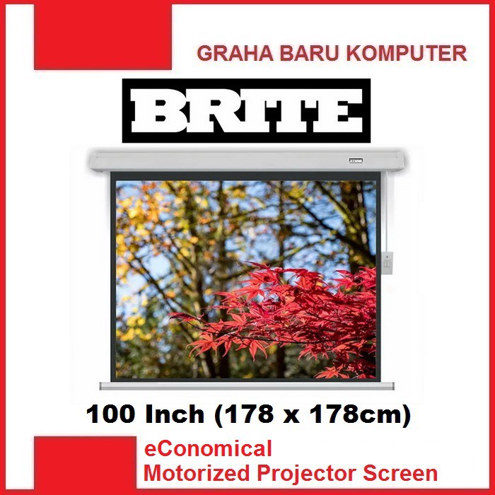 Brite eConomical Motorized Projector Screen 100 inch Layar Proyektor