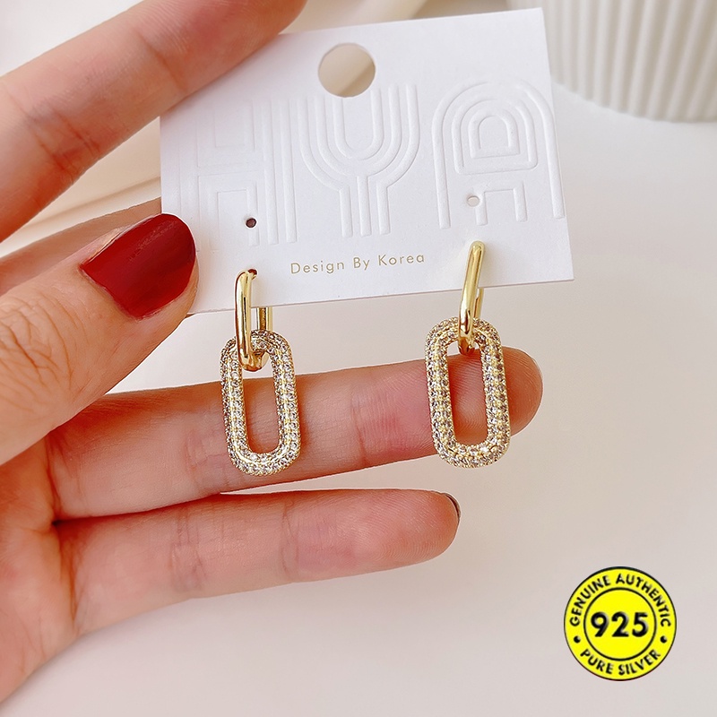 Anting Tusuk Sterling Silver 925 Hias Berlian Imitasi Untuk Wanita