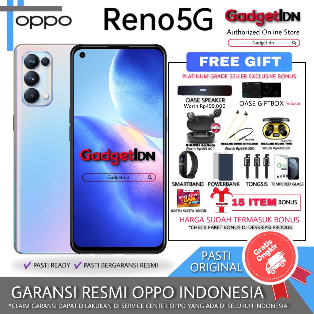 OPPO RENO 5 5G 8/128 GB GARANSI RESMI | Shopee Indonesia