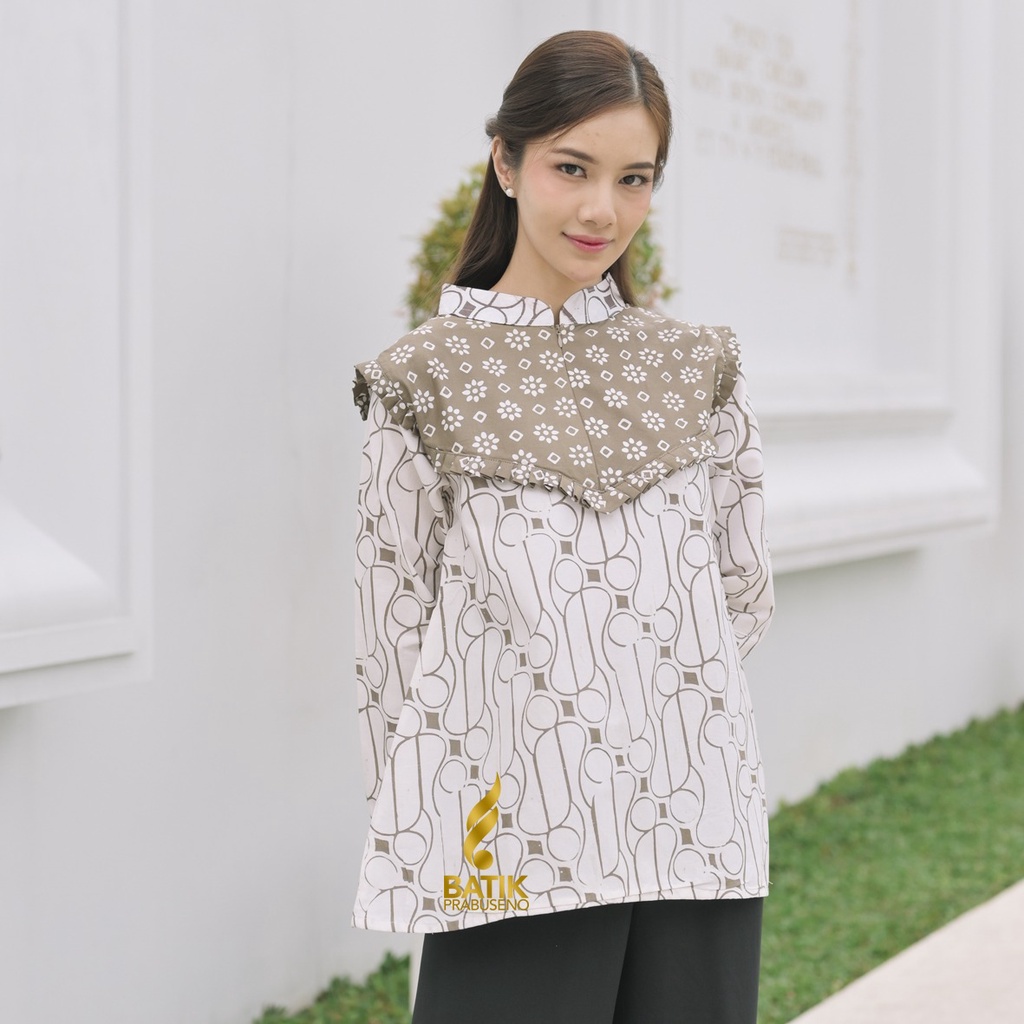 PRABUSENO // Batik Prabuseno Tunik Batik Wanita Lengan Panjang Motif Badia Full Lapis Furing Trikot 