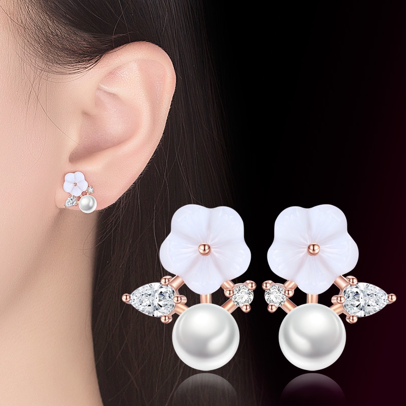 Anting Perak 925 Wanita Shell Daun Fashion Perhiasan/Subang Telinga anting perempuan