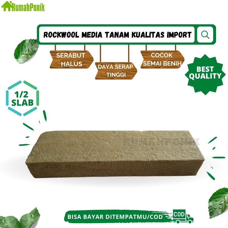 Rockwool Hidroponik Media Tanam Hidroponik 1/2 Slab Rockwool Import Cultilene Grodan