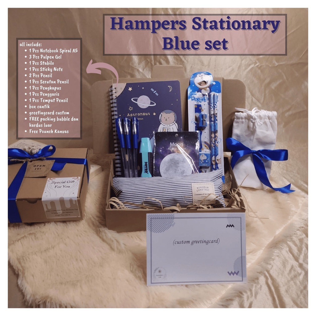 

[HAMPERS STATIONARY EDISI BIRU] KADO WISUDA/ KADO ANAK ULANG TAHUN /GIFTBOX STATIONERY ALAT TULIS