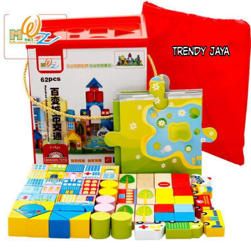 Puzzle 62 Pcs Building Blocks Toy Transportation