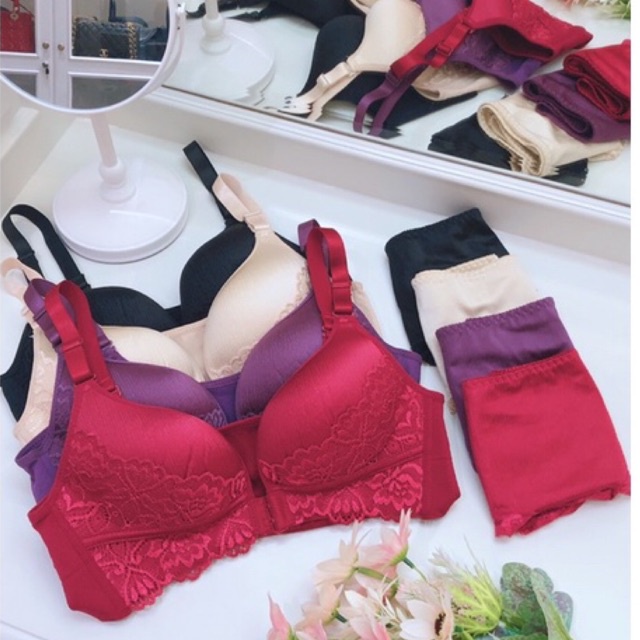 Bra Set (BS14) Seamless Busa Tebal kait depan tanpa tulang