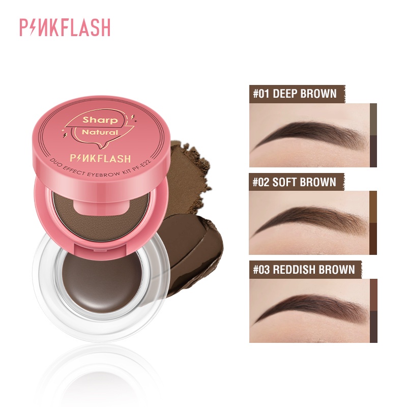 ❤ MEMEY ❤ PINKFLASH Duo Effect Eyebrow Kit PF-E22 | 2-in-1 Eyebrow Cream Pomade