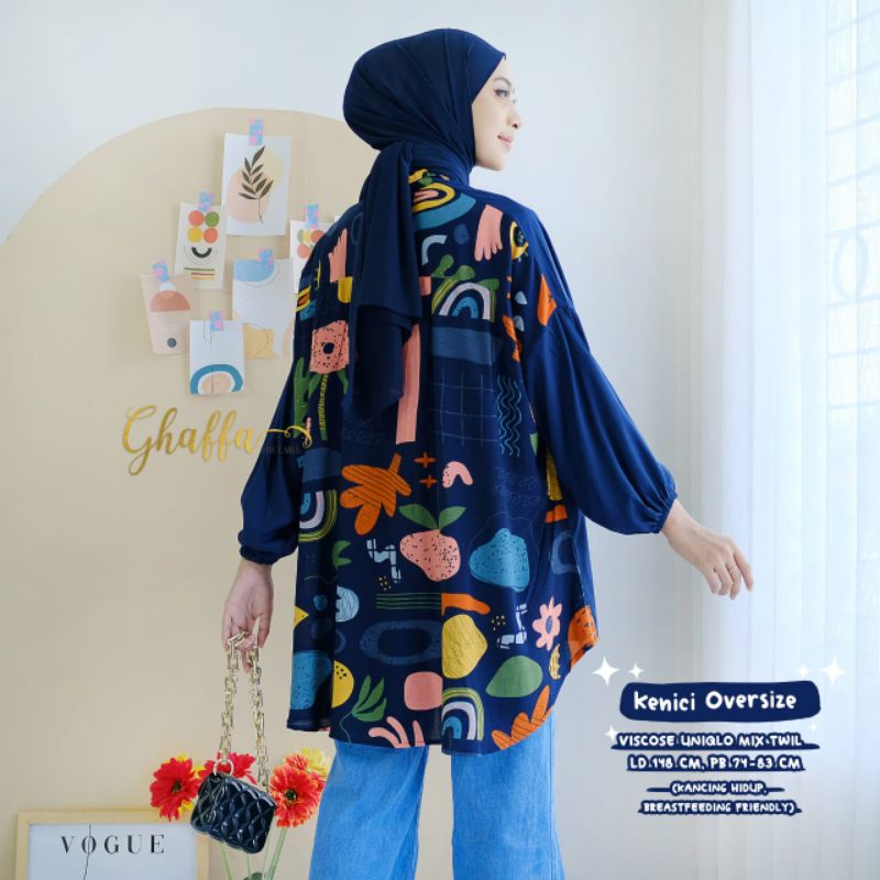 KENICI OVERSIZE BY GHAFFA THE LABEL (BLOUSE MOTIF)/ Blouse muslimah