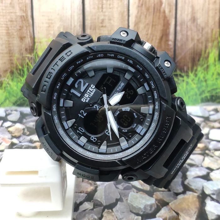 jam Tangan Pria digitec fashion cowo original analog Karet Hitam DIGITEC Original