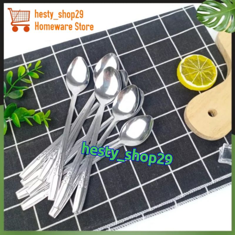 Sendok Es Teh Stainless Sendok Kecil Panjang ( 12pcs ) Subron