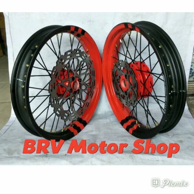 Sepaket Velg Tapak Lebar Satria Fu - Velg Jari Jari Satria Fu Siap Pasang Ring 17 Bonus Piringan