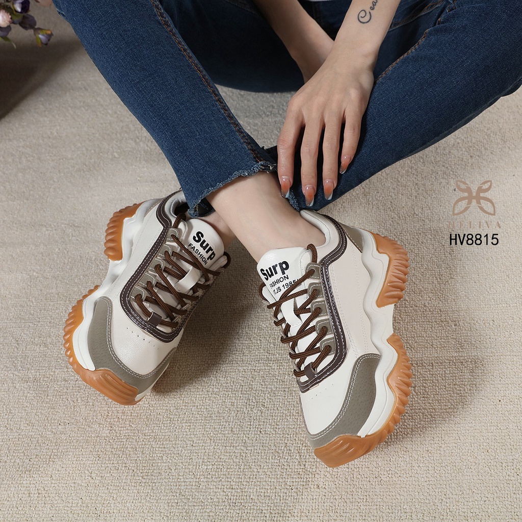 HELIVA TITANIA Sneakers Sport Tali Anti Slip Shoes Sol 5,5cm Bahan Kulit HV8815 Original Brand