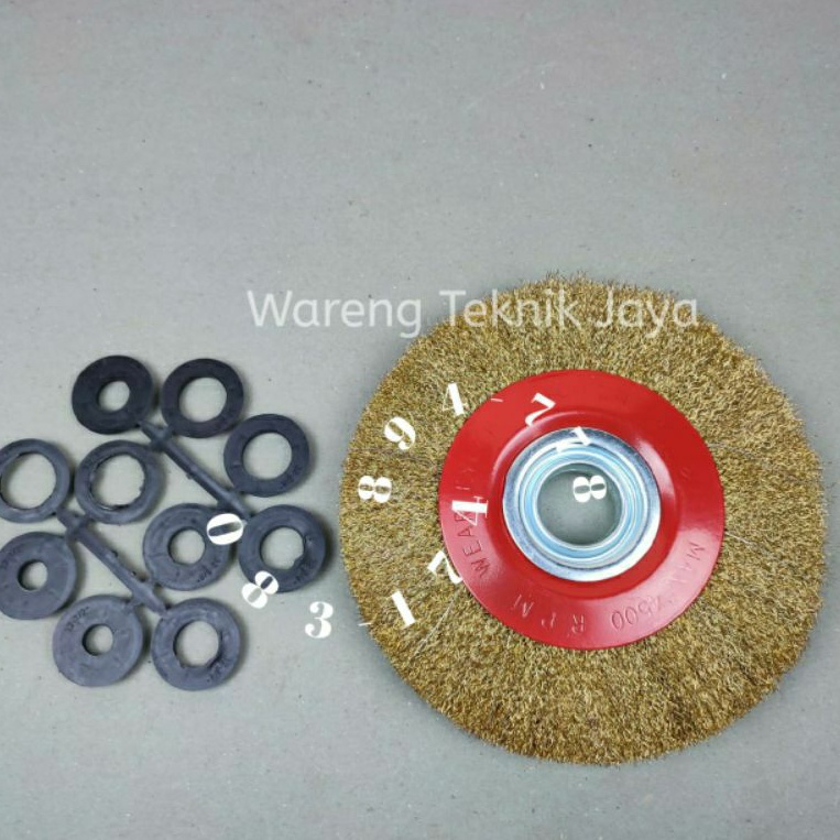 Wire brush sikat kawat grinda duduk 8 inch 200 × 25 × 25 × 35 mm steel wire 9000 rpm