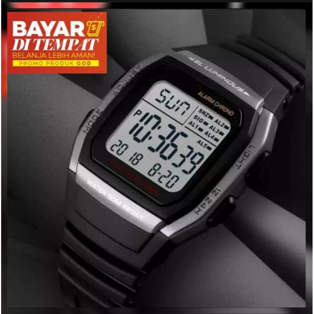 Jam Tangan Wanita Sporty Digital Strap Rubber Case Kotak QQ-145